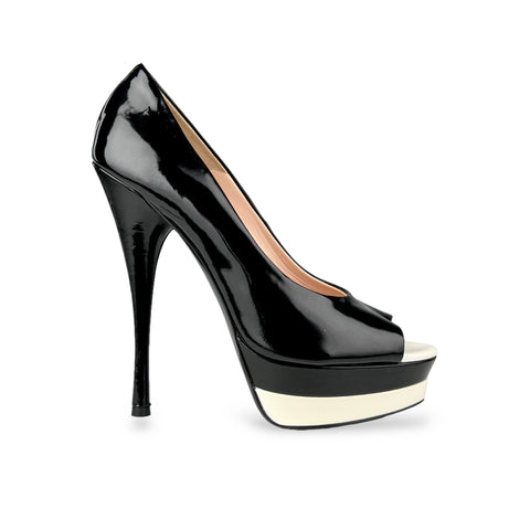 Louis Vuitton Burgundy/Black Patent Leather Ankle Strap Platform Pumps Size 39.5